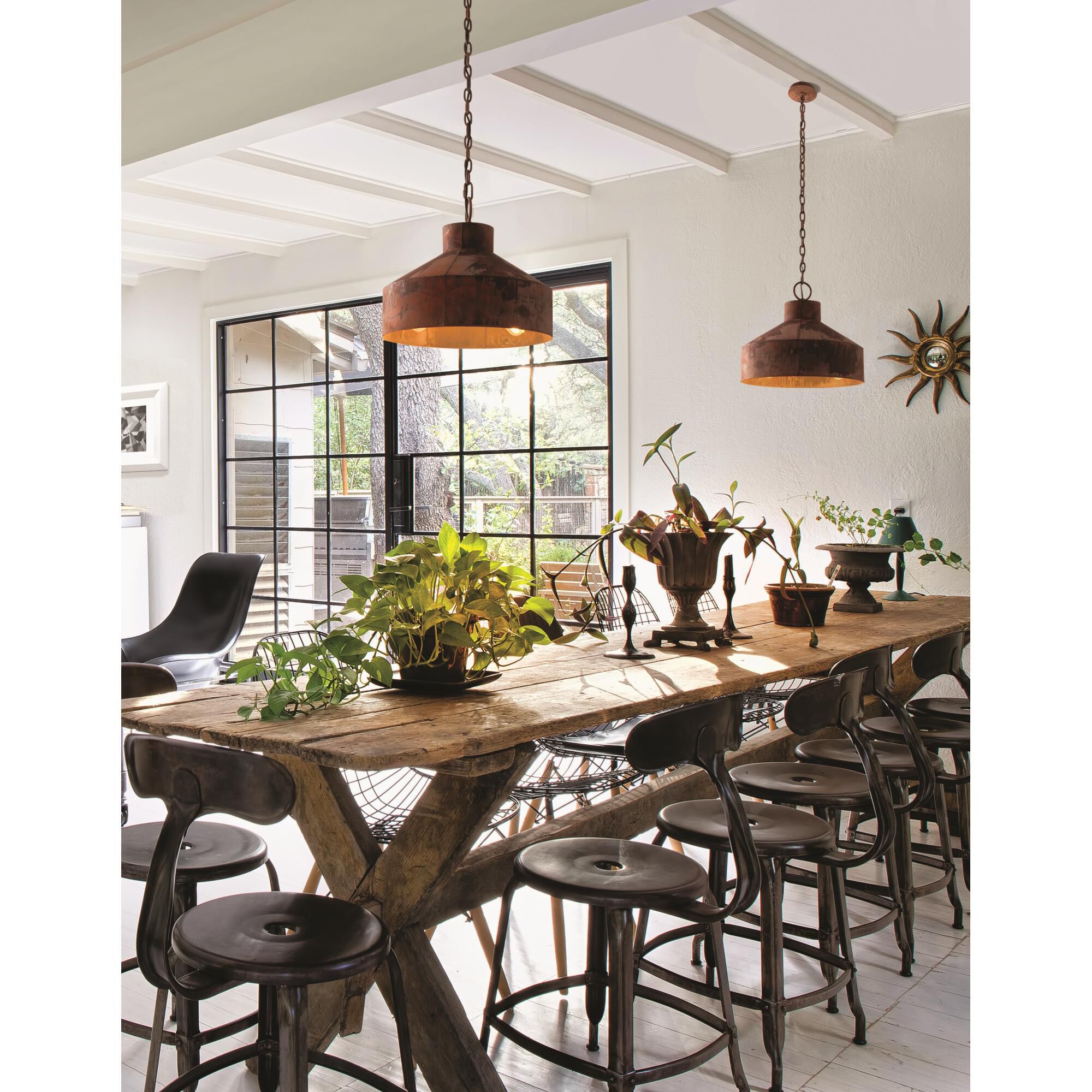 Shown in Rust Patina finish and Rust Patina glass and Metal shade